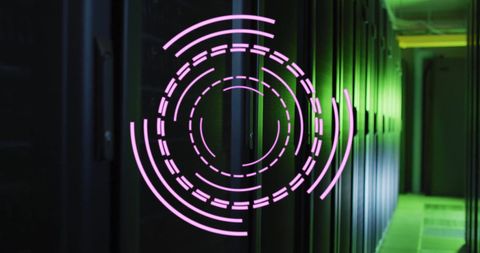 Digital Interface of Rotating Pink Scanner in Server Room - Download Free Stock Images Pikwizard.com