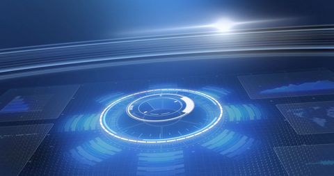 Futuristic Digital Data Interface with Blue Holographic Screens - Download Free Stock Images Pikwizard.com