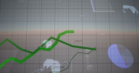 futuristic green line graph over global data charts - Download Free Stock Images Pikwizard.com