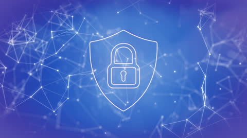 Cybersecurity Networks with Digital Padlock Icon