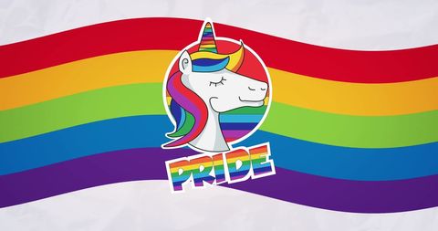 Rainbow Unicorn Emblem on Pride Flag