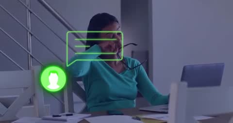 Exhausted Office Worker Receiving Message Notification