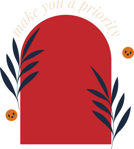 Minimalistic red arch with inspirational text on transparent background