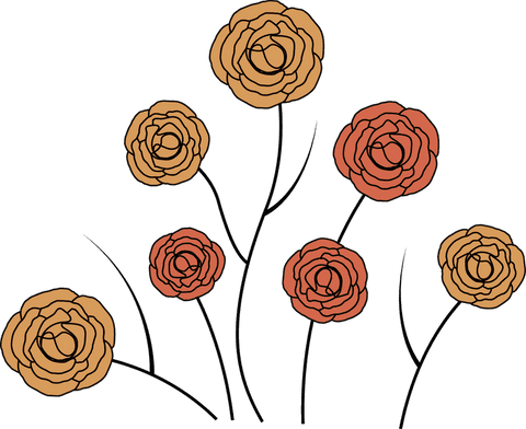 Elegant stylized floral vector art on transparent background