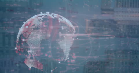 Digital World Connections with Data Streams Around Globe