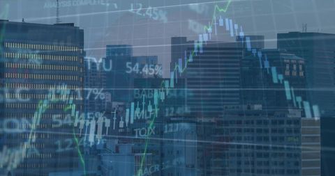 Digital Stock Market Graphs Over Urban Skyline - Download Free Stock Images Pikwizard.com