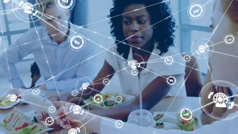 Diverse Team Collaborating with Digital Networking Interface