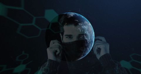 Futuristic Tech-Inspired Portrait with Earth Overlay