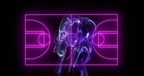 Vibrant Neon Basketball Court with Abstract Swirls - Download Free Stock Images Pikwizard.com