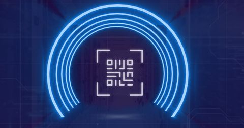 Futuristic Digital Interface with Neon QR Code - Download Free Stock Images Pikwizard.com