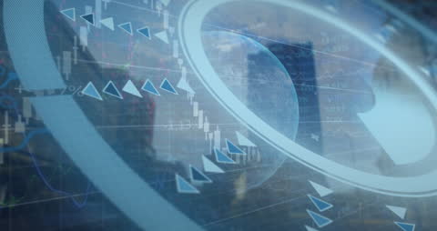 Futuristic Global Network with Cityscape and Graphs