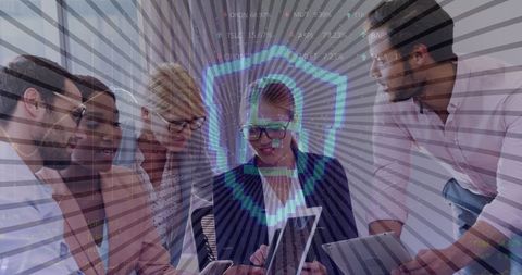 Diverse Team Collaborating on Digital Security Solutions