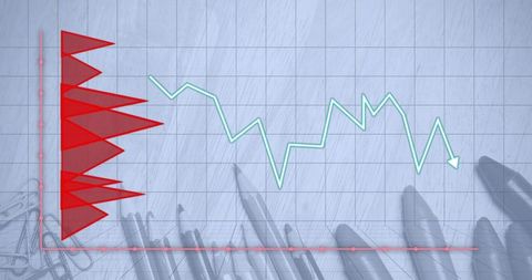 Business graph analysis on office desk with stationery