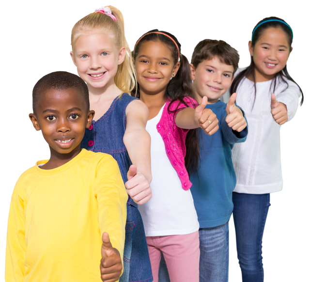 Happy diverse children showing thumbs up, transparent background - Download Free Stock Videos Pikwizard.com