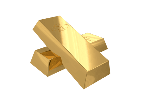 Stacked gold bars on transparent background for finance concept