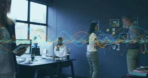 Innovative Team Meeting in Modern Office Environment