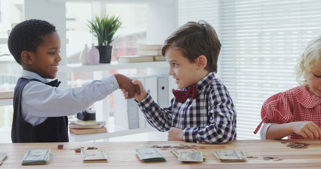 Children Shaking Hands in Business Deal Setting - Download Free Stock Images Pikwizard.com