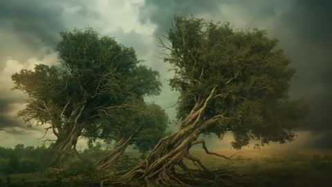 Whispering Trees Dancing in Wind on Cloudy Day