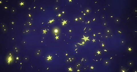 Golden Stars Floating on Deep Blue Background