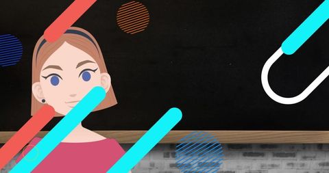 Abstract Educational Interface with Teacher Icon and Chalkboard