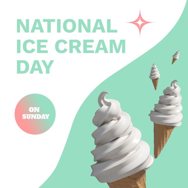 National Ice Cream Day Celebration with Delicious Cones - Download Free Stock Templates Pikwizard.com