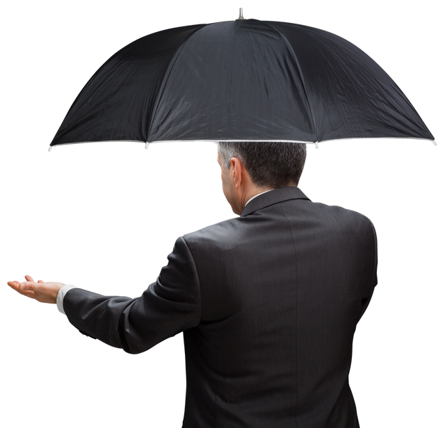 Mature Businessman Holding Transparent Umbrella from Back View - Download Free Stock Videos Pikwizard.com