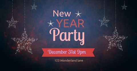 Festive New Year's Eve Party Invitation with Sparkling Stars - Download Free Stock Templates Pikwizard.com