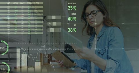 Businesswoman Analyzing Data with Tablet in Modern Office - Download Free Stock Images Pikwizard.com