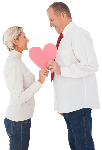 Transparent Older Couple Holding Pink Heart Symbolizing Love - Download Free Stock Videos Pikwizard.com