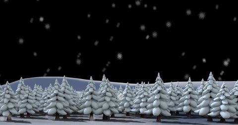 Snowy Forest Scene with Falling Snowflakes Under Dark Sky - Download Free Stock Images Pikwizard.com