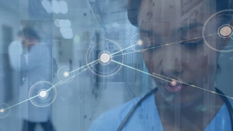 Digital Connection in Modern Healthcare with Focused African American Doctor