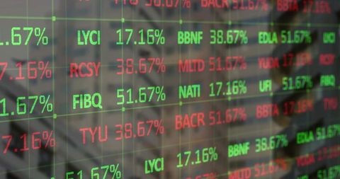 Digital Stock Ticker Display in Modern Trading Room
