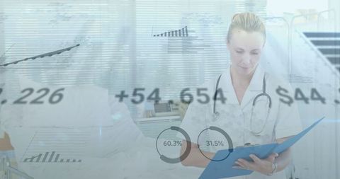 Innovative healthcare and data integration with female doctor