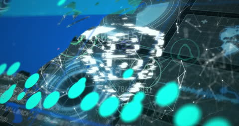 Futuristic Digital Security Interface with Padlock and Data Network