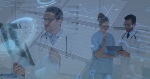 Medical Team Analyzing Diagnoses with Digital Technology