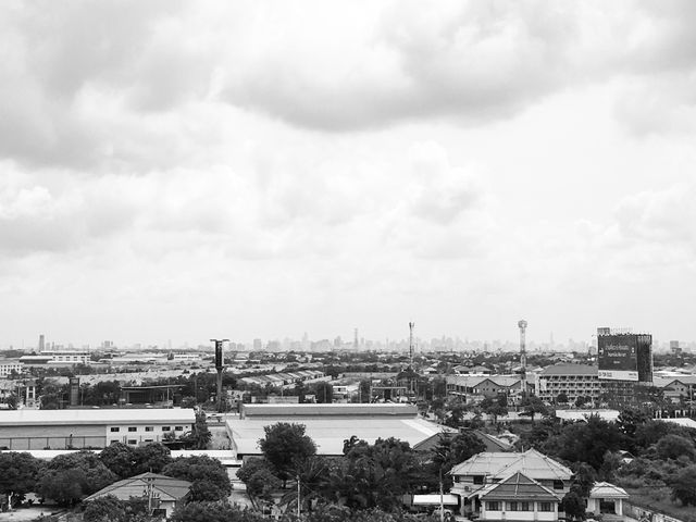 Urban Cityscape with Overcast Sky in Black and White - Download Free Stock Images Pikwizard.com