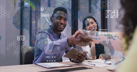 Diverse Business Team Engaging in Successful Digital Collaboration