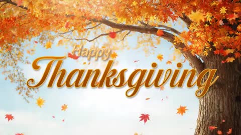 Drifting Maple Leaves Falling Across Elegant Happy Thanksgiving Title Animation