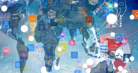Global Network and Technology Concept with World Map Overlay