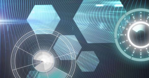 futuristic digital interface with data processing and hexagons - Download Free Stock Images Pikwizard.com