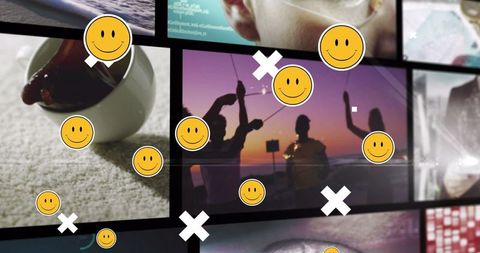 Dynamic emoji overlay on digital screens enlivening social media