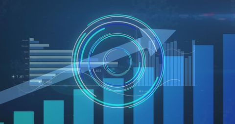 Futuristic Data Visualization with Targets and Bars - Download Free Stock Images Pikwizard.com