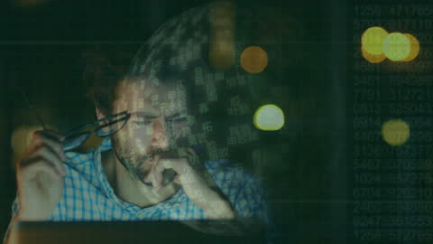 Professional Analyzing Data on Computer Emphasized by Coding Overlay