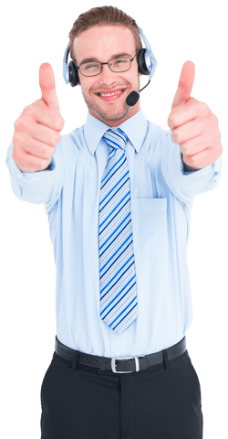 transparent support agent giving thumbs up with headset - Download Free Stock Videos Pikwizard.com