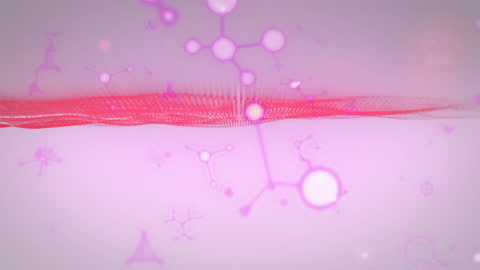Abstract Molecular Animation on Soft Pink Background