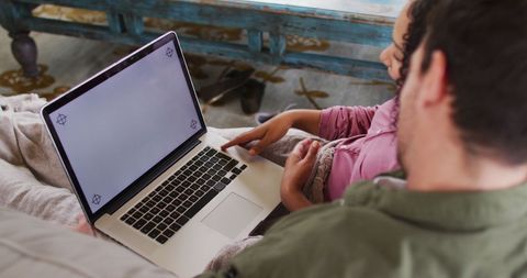 Couple Video Calling on Laptop While Relaxing at Home - Download Free Stock Images Pikwizard.com