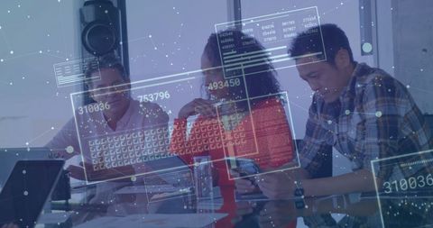 Digital Collaboration with Technology and Data at Office Meeting