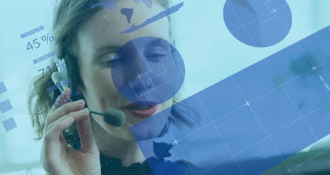 Digital Transformation with Businesswoman and Data Overlay