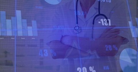 Medical Professional with Data Visualizations in Healthcare Setting