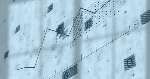 Futuristic data visualization on office blinds